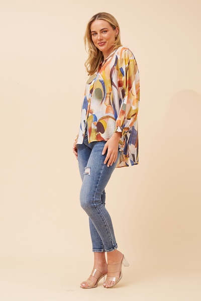 LELINA ABSTRACT PRINT BLOUSE