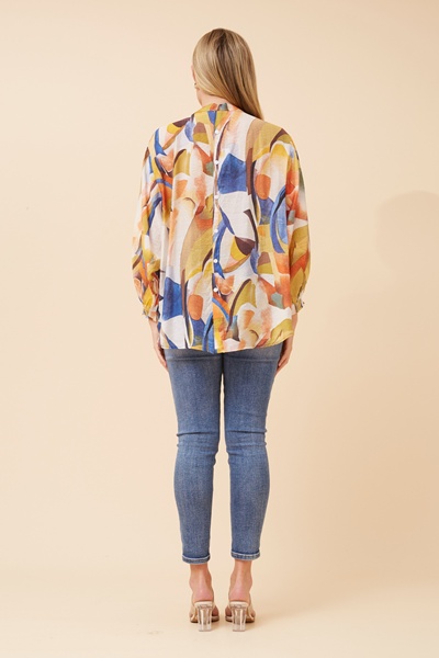 LELINA ABSTRACT PRINT BLOUSE