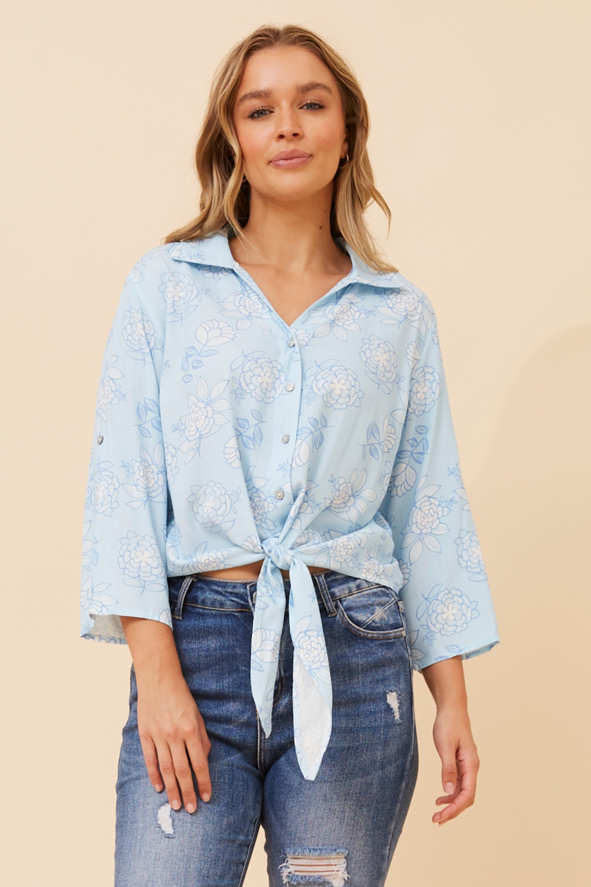 LEOLA TIE FRONT SHIRT