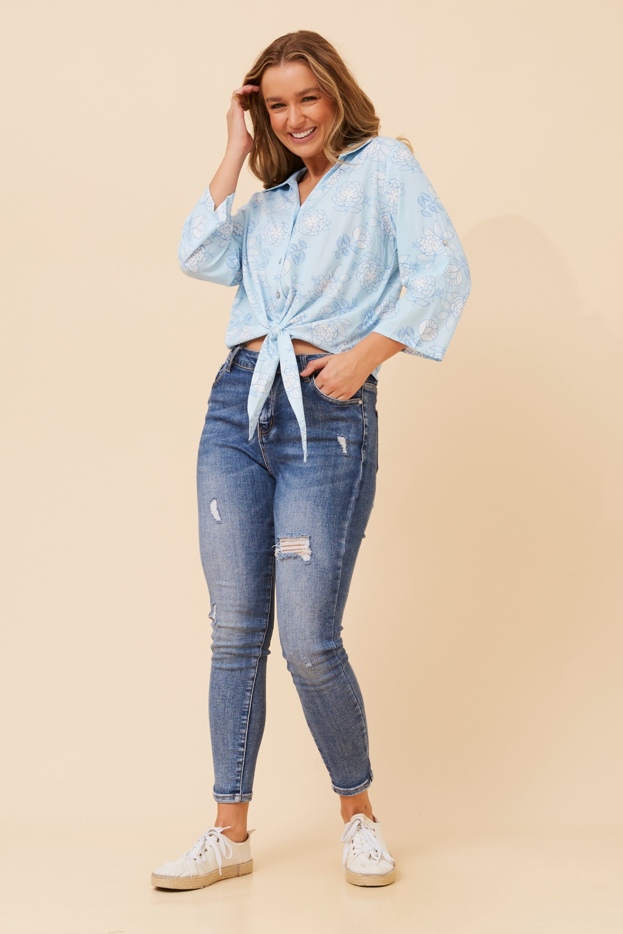 LEOLA TIE FRONT SHIRT