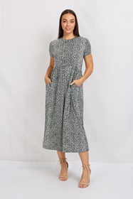 Leopard Midi smock dress