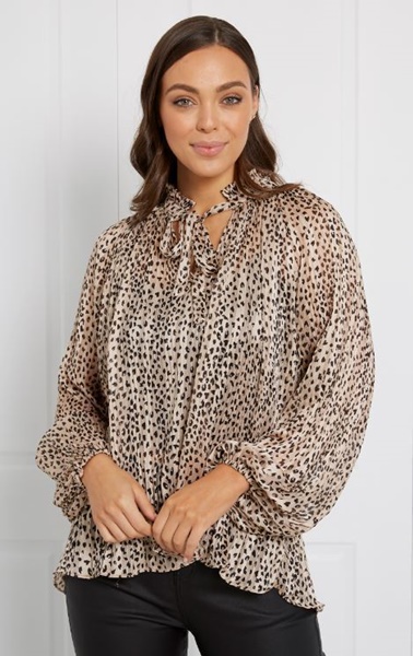 LEOPARD PLEATED BLOUSE