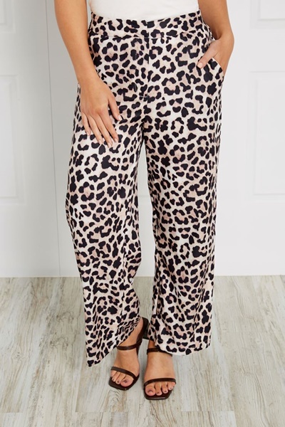 leopard wide leg pants