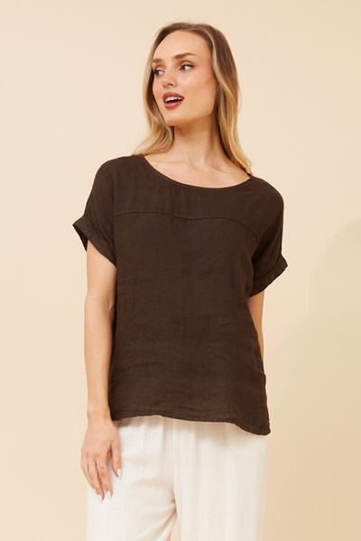 LEORA SOLID LINEN TOP