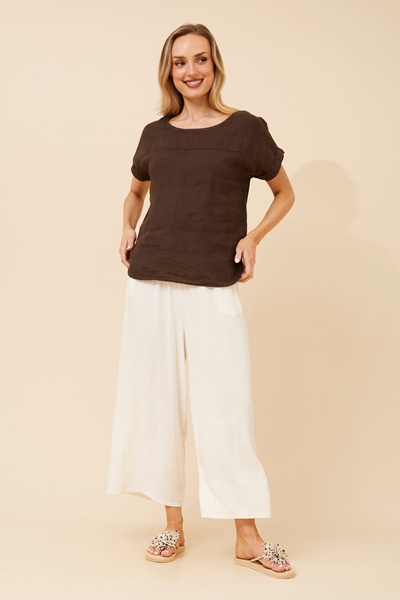 LEORA SOLID LINEN TOP