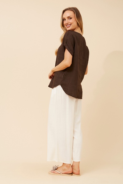 LEORA SOLID LINEN TOP