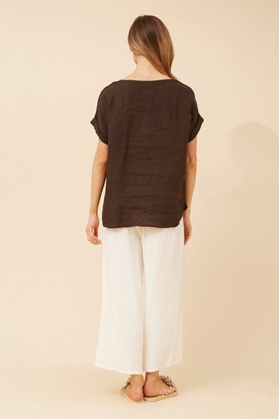 LEORA SOLID LINEN TOP