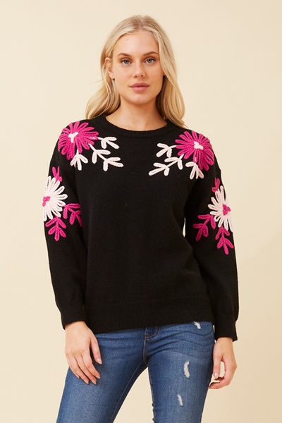 LETIA FLORAL KNIT SWEATER