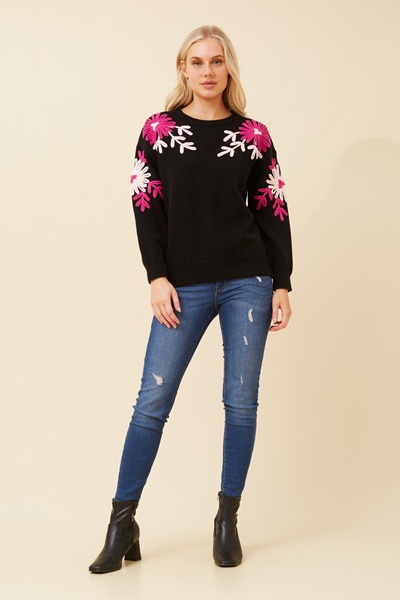 LETIA FLORAL KNIT SWEATER