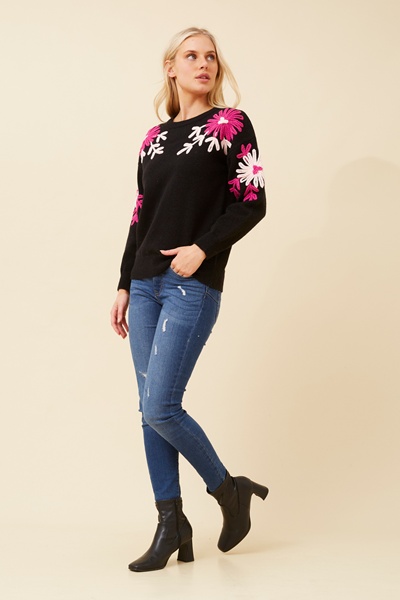 LETIA FLORAL KNIT SWEATER