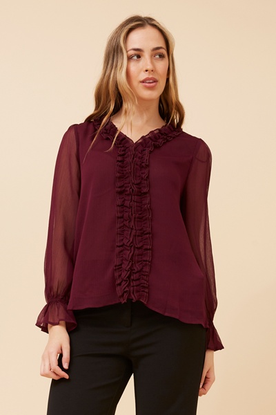 LEVANA SOLID FRILL BLOUSE