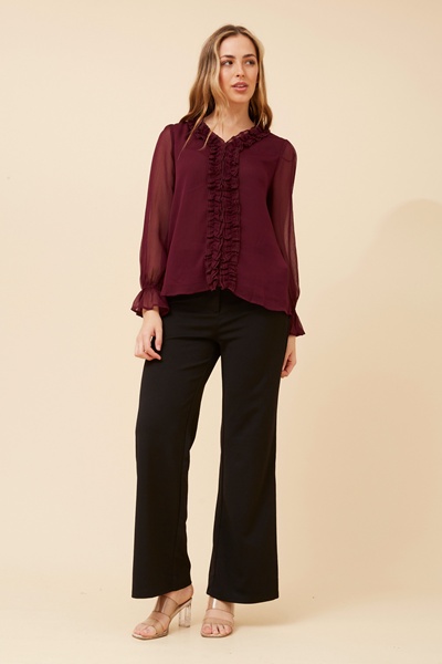 LEVANA SOLID FRILL BLOUSE