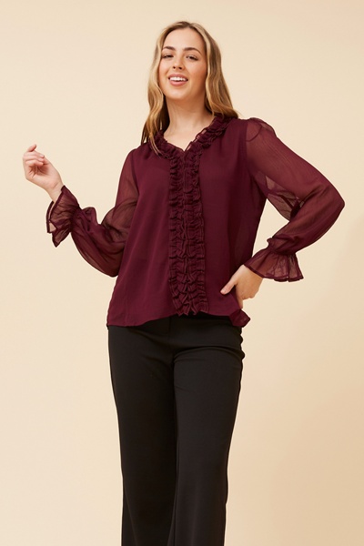 LEVANA SOLID FRILL BLOUSE