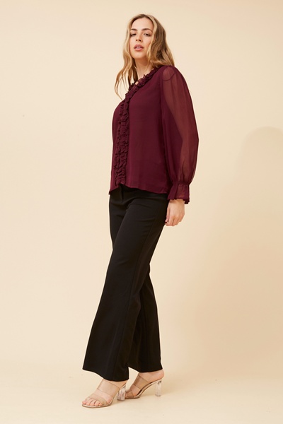 LEVANA SOLID FRILL BLOUSE
