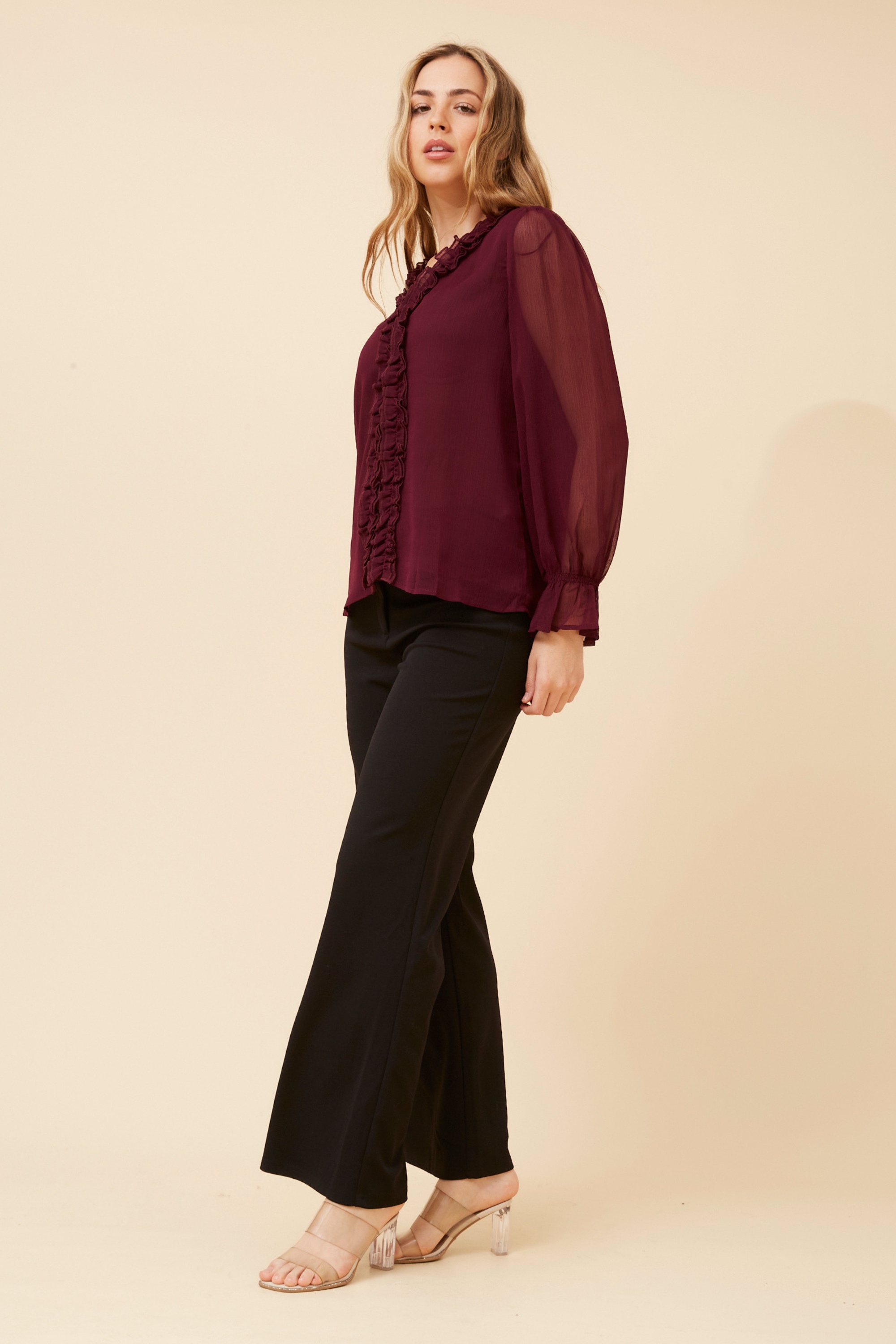 LEVANA SOLID FRILL BLOUSE