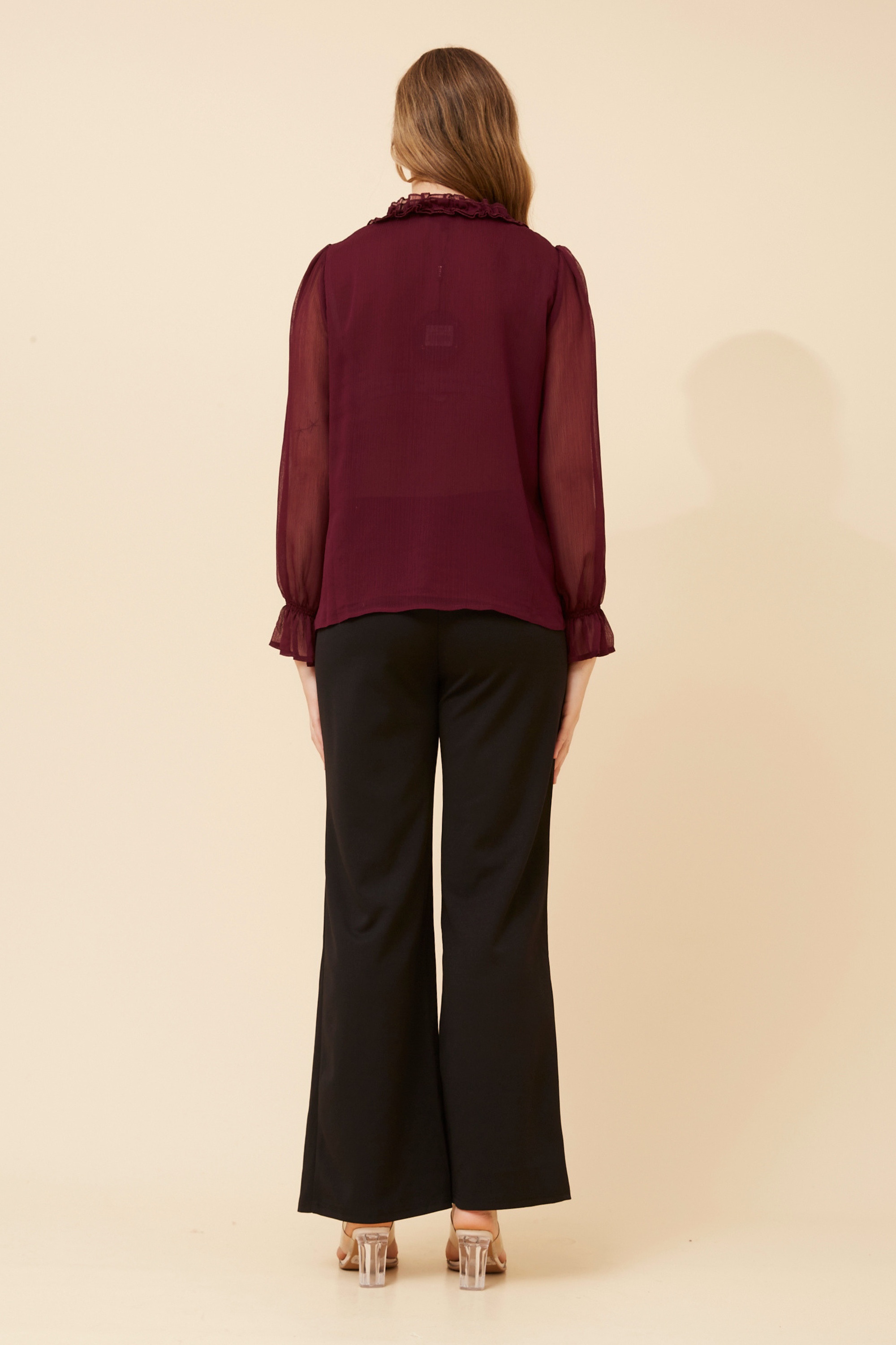 LEVANA SOLID FRILL BLOUSE