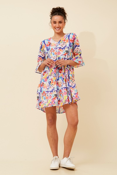 LEXRIE ABSTRACT PRINT DRESS