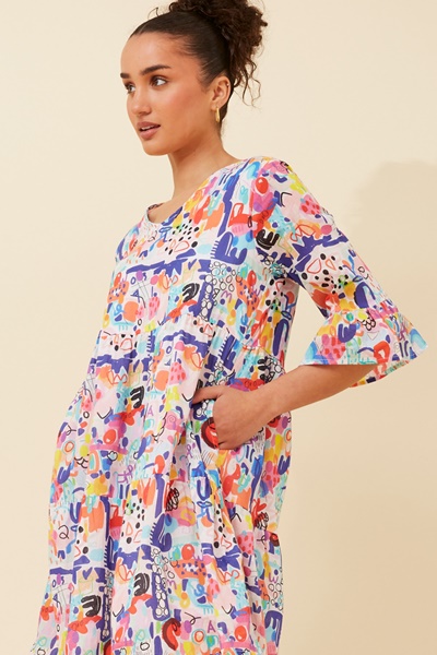 LEXRIE ABSTRACT PRINT DRESS