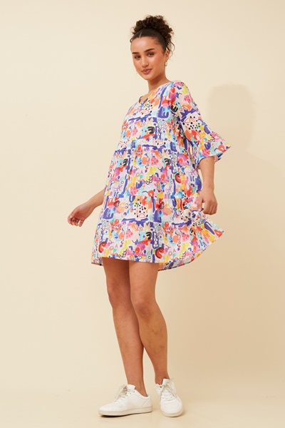LEXRIE ABSTRACT PRINT DRESS