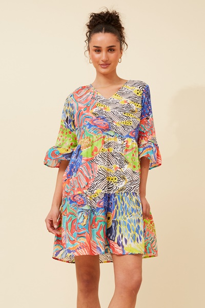 LEXRIE ABSTRACT PRINT DRESS