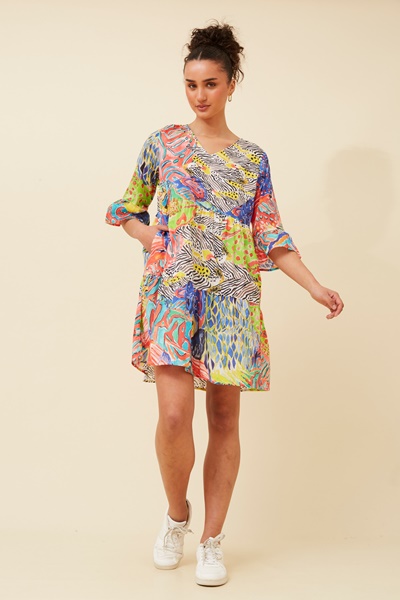 LEXRIE ABSTRACT PRINT DRESS