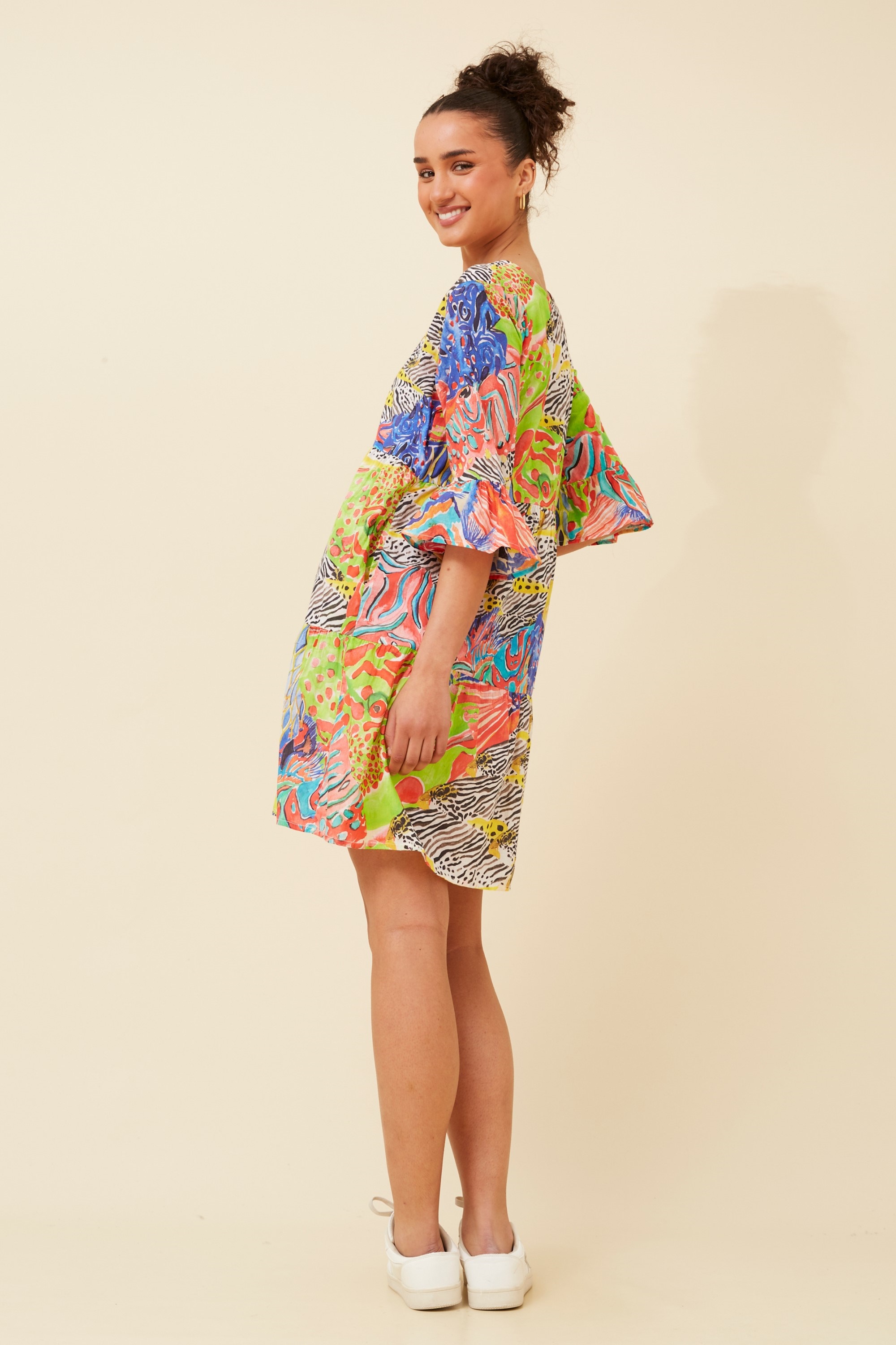 LEXRIE ABSTRACT PRINT DRESS