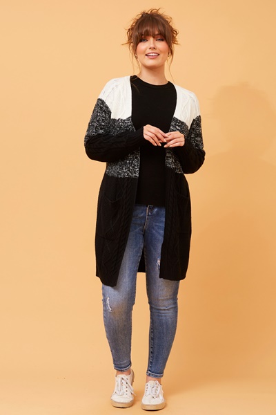 LIANA COLOUR BLOCK KNIT CARDIGAN