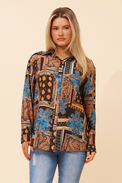LIANI PATCHWORK PRINT SHIRT