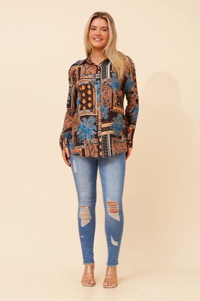 LIANI PATCHWORK PRINT SHIRT