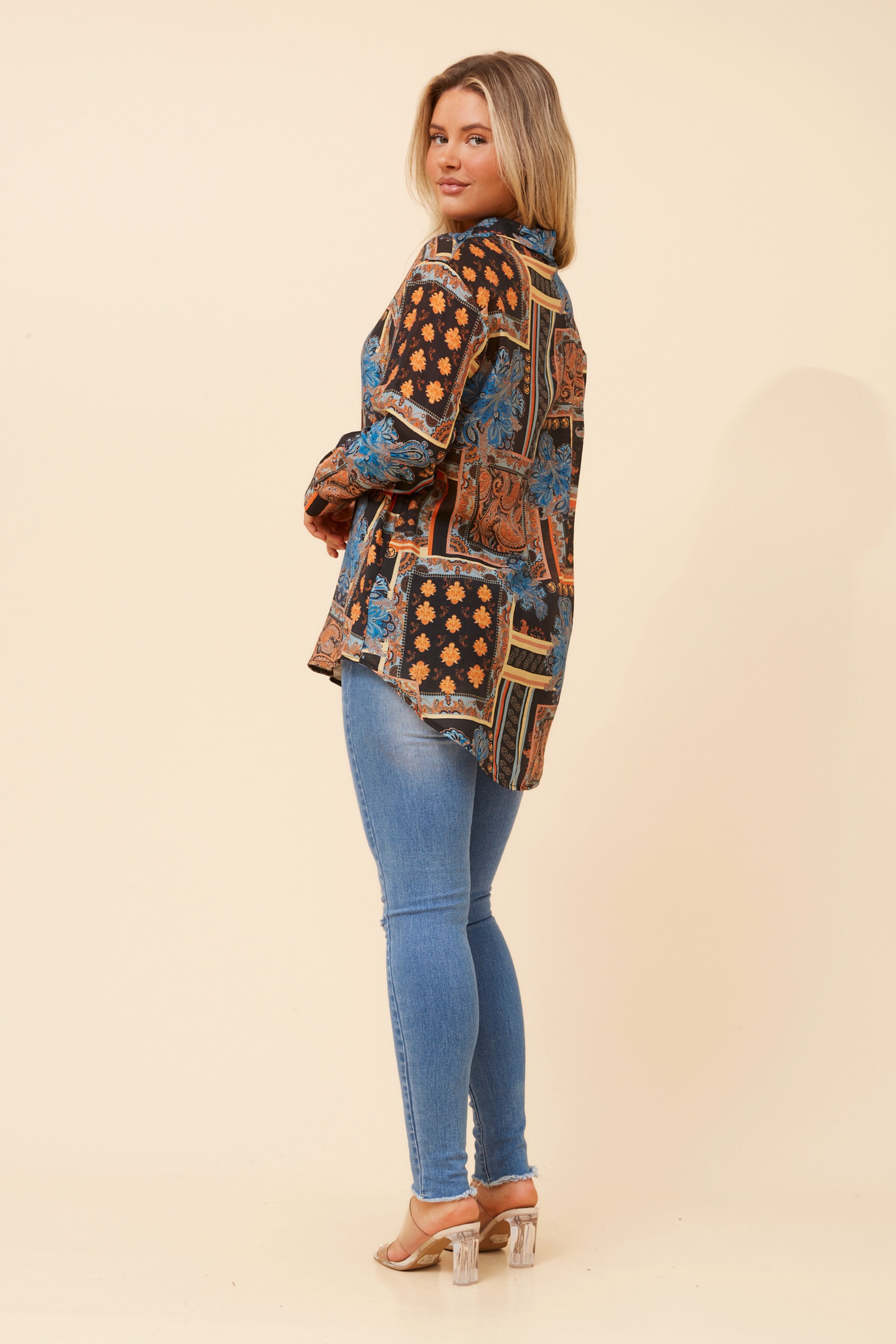 LIANI PATCHWORK PRINT SHIRT