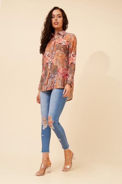 LIANI PATCHWORK PRINT SHIRT