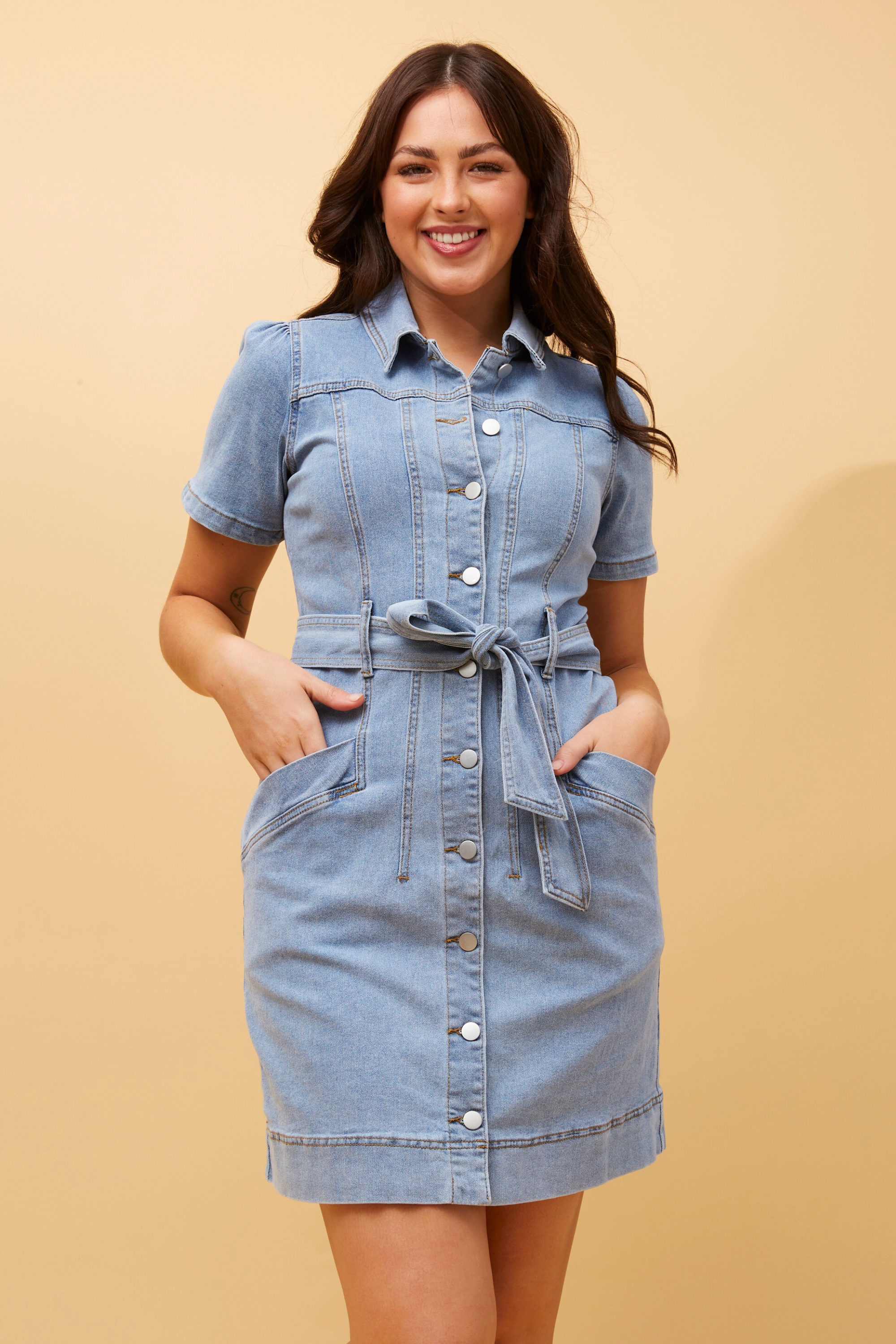 Liberty denim short dress Buy Online Femme Connection