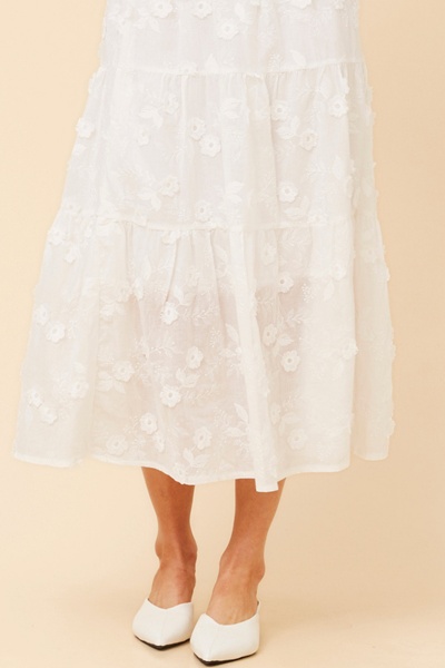 LICIA FLORAL EMBROIDERED MIDI SKIRT