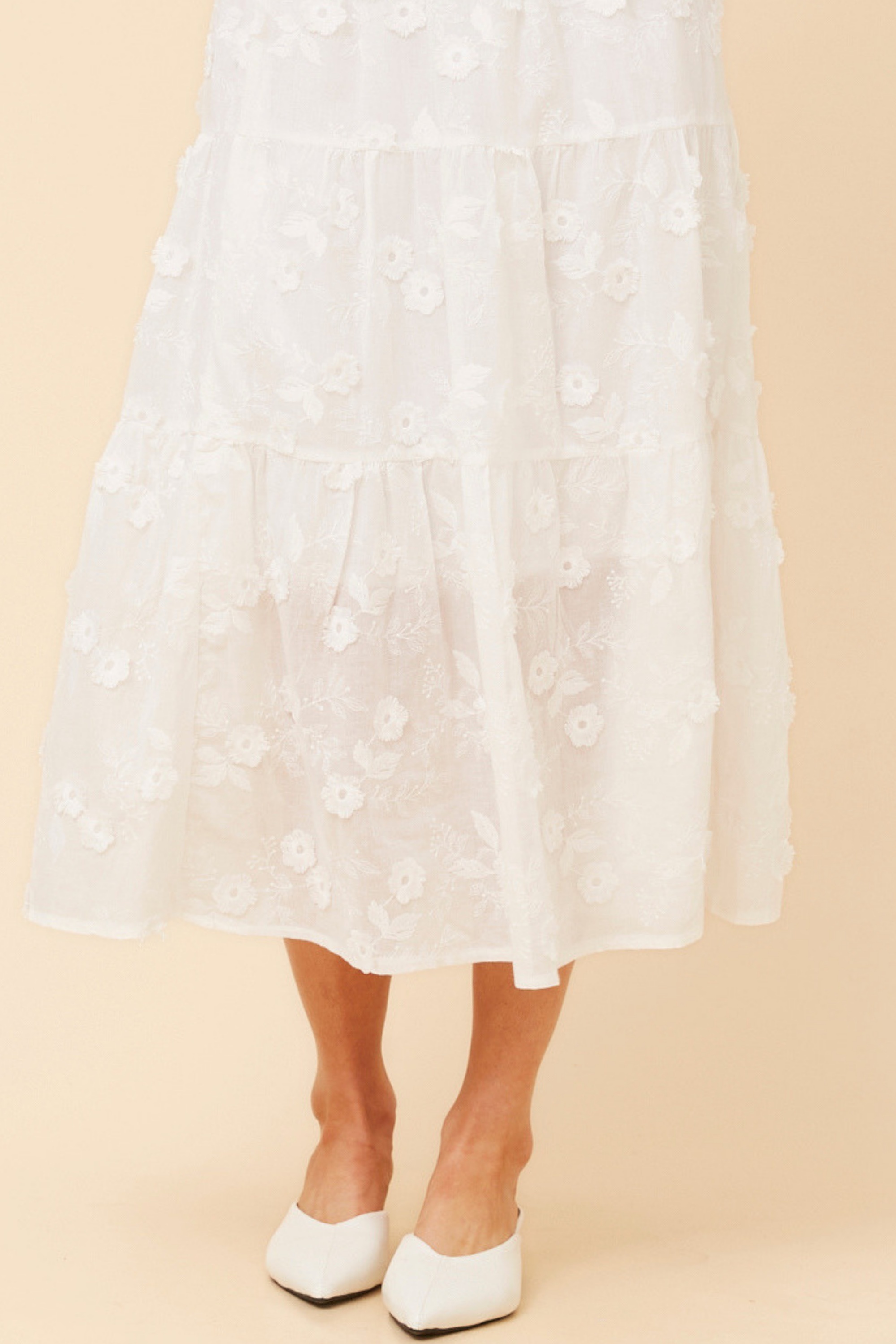 LICIA FLORAL EMBROIDERED MIDI SKIRT