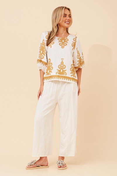 LIESL BORDER PRINT TOP