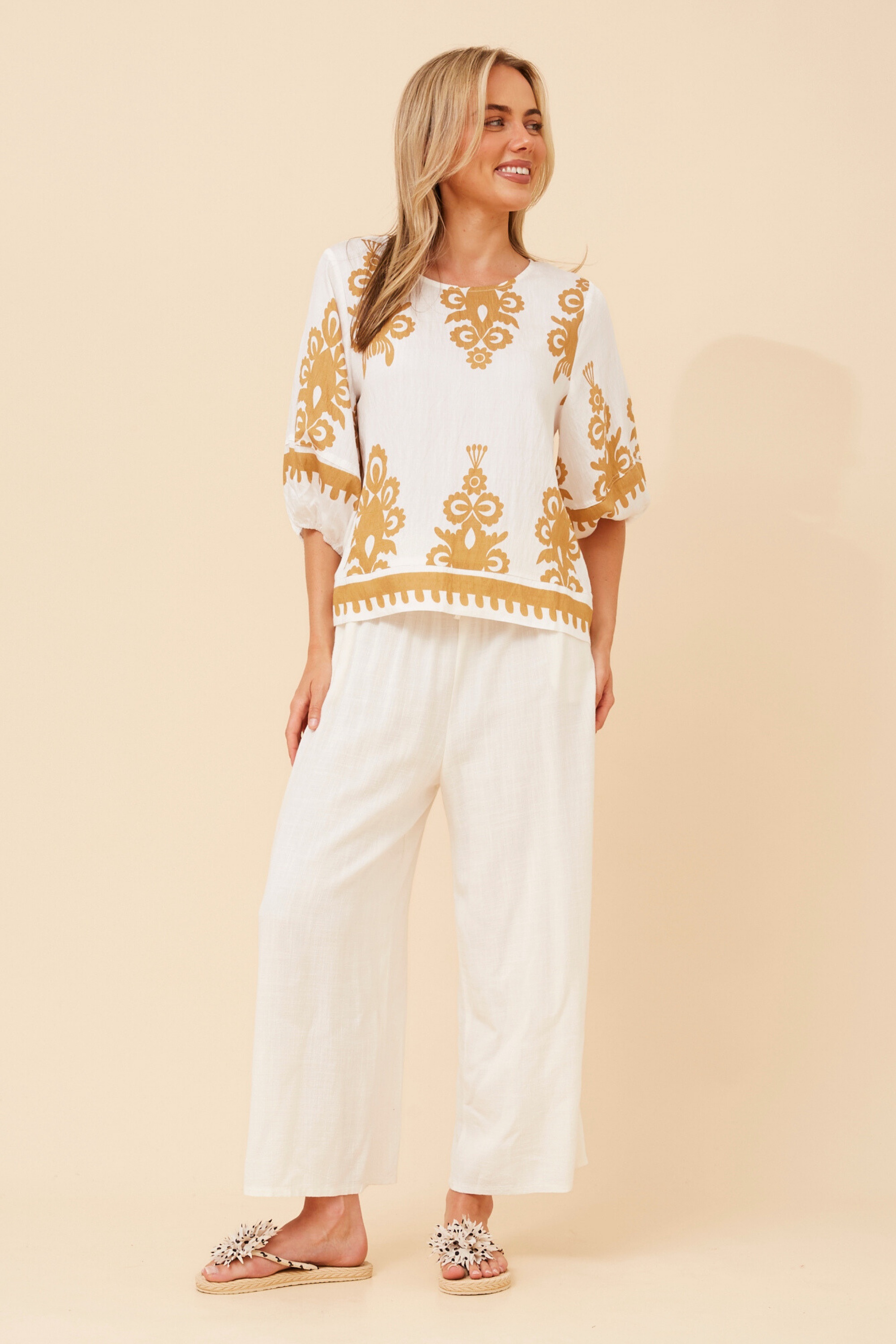 LIESL BORDER PRINT TOP