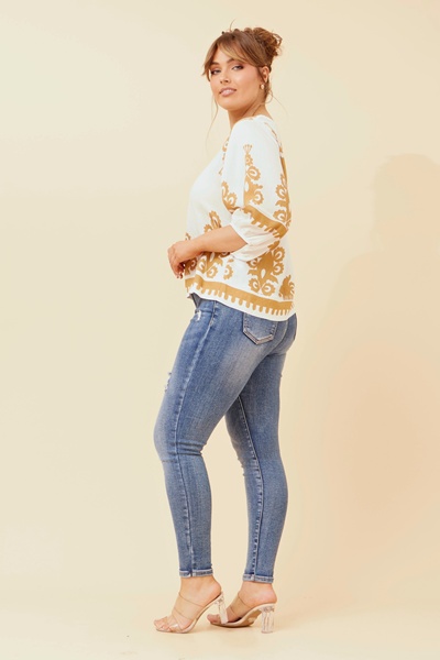 LIESL BORDER PRINT TOP