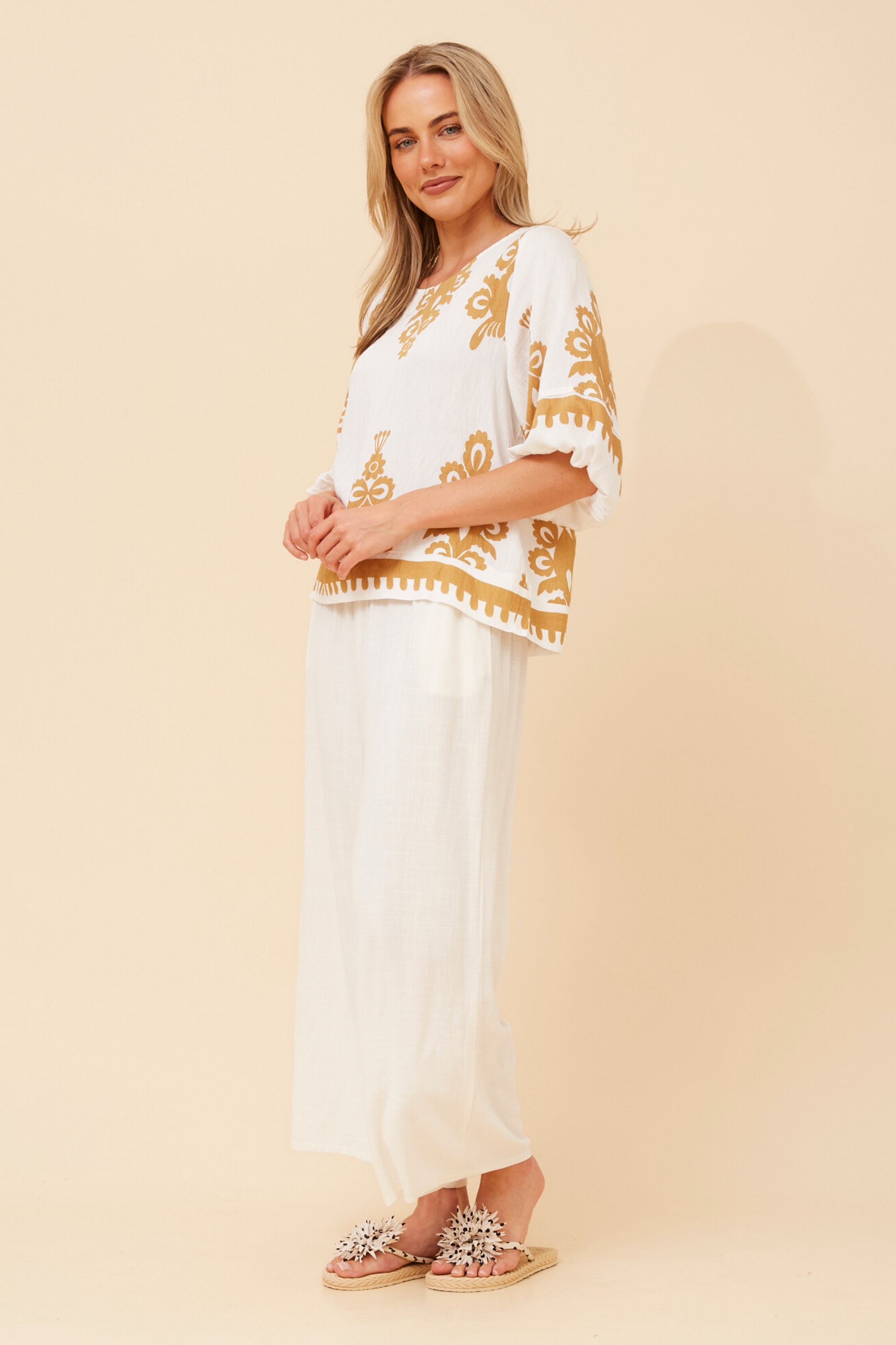 LIESL BORDER PRINT TOP