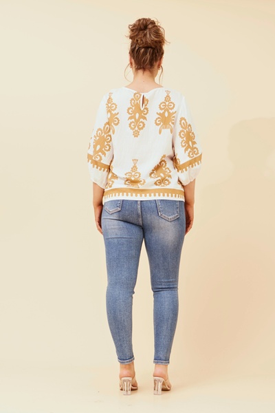 LIESL BORDER PRINT TOP
