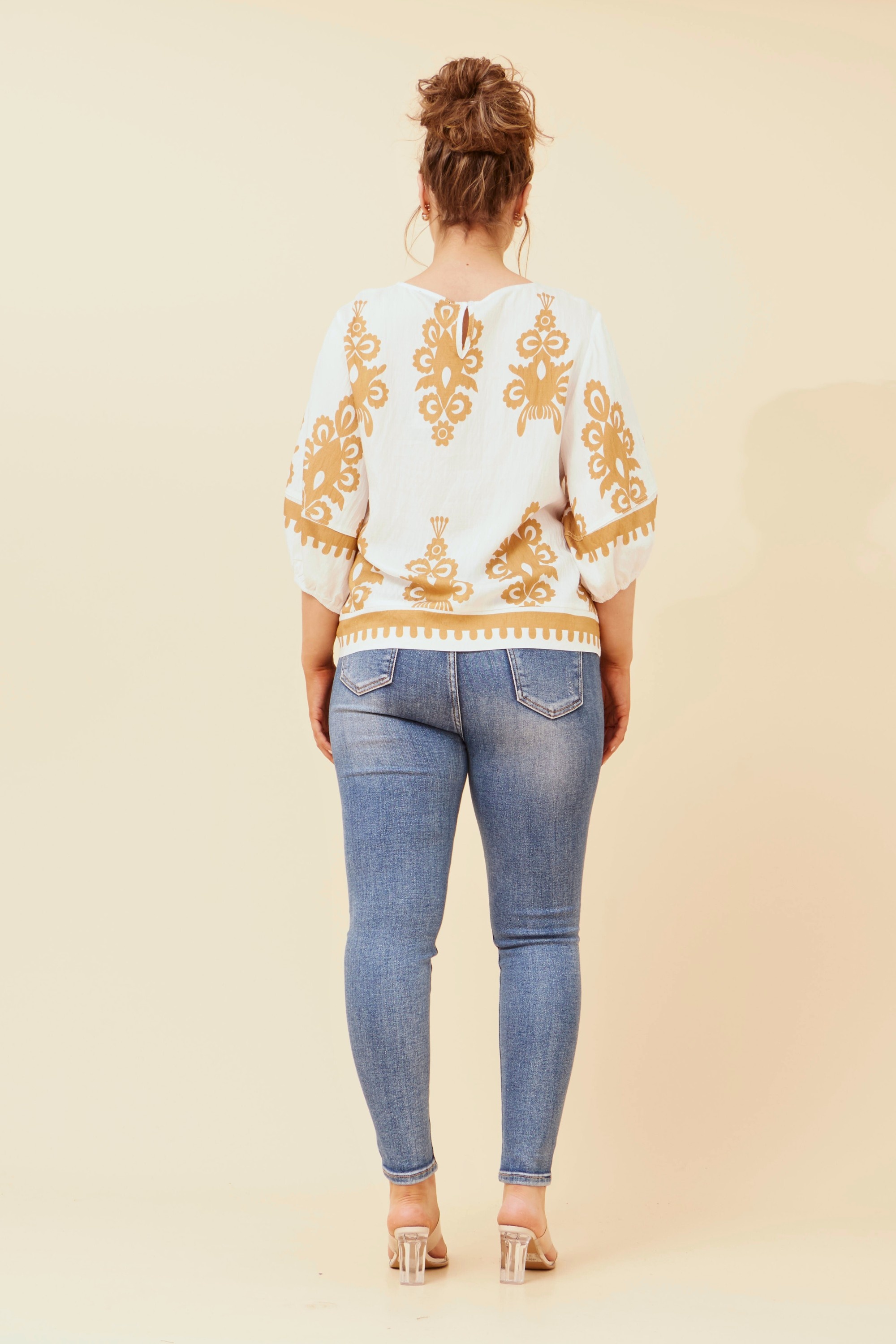 LIESL BORDER PRINT TOP