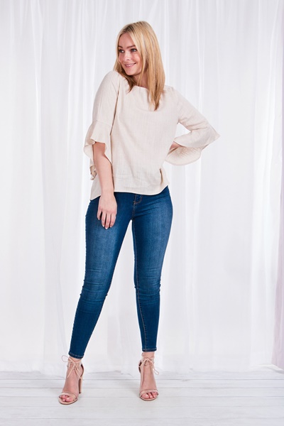 Linen Flute Sleeve Blouse