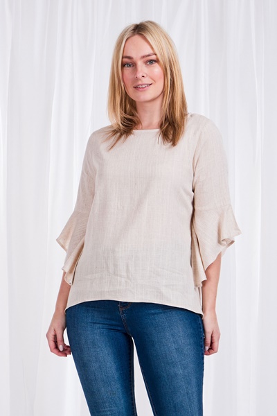 Linen Flute Sleeve Blouse