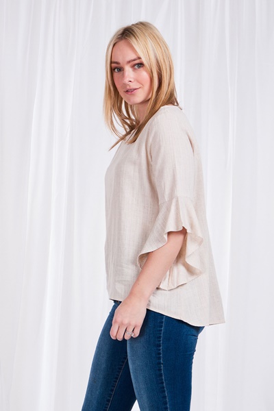 Linen Flute Sleeve Blouse