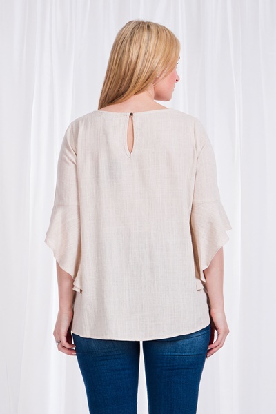 Linen Flute Sleeve Blouse