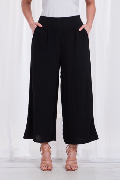Linen wide leg crop pants