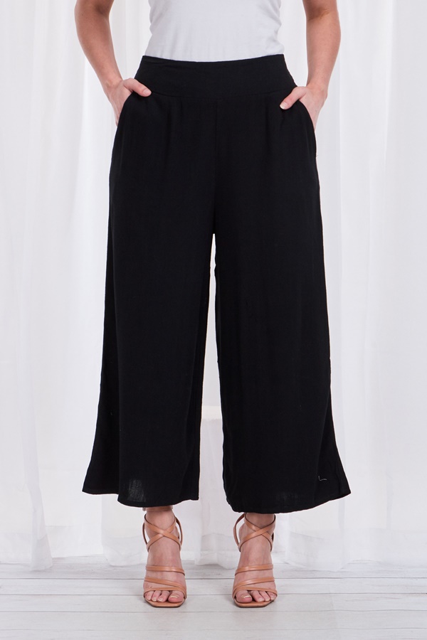 Linen wide leg crop pants