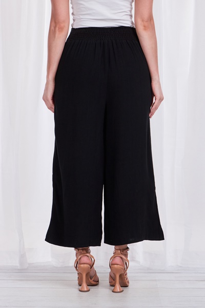 Linen wide leg crop pants