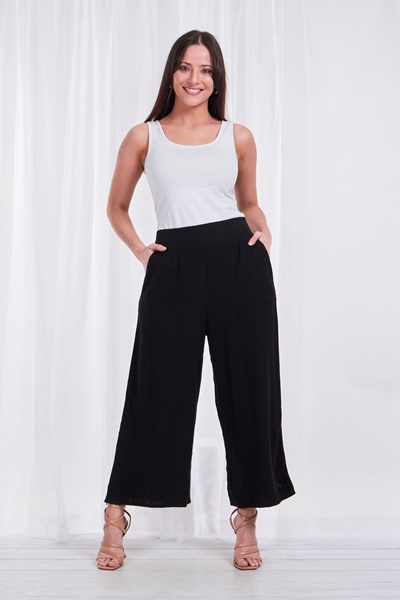 Linen wide leg crop pants