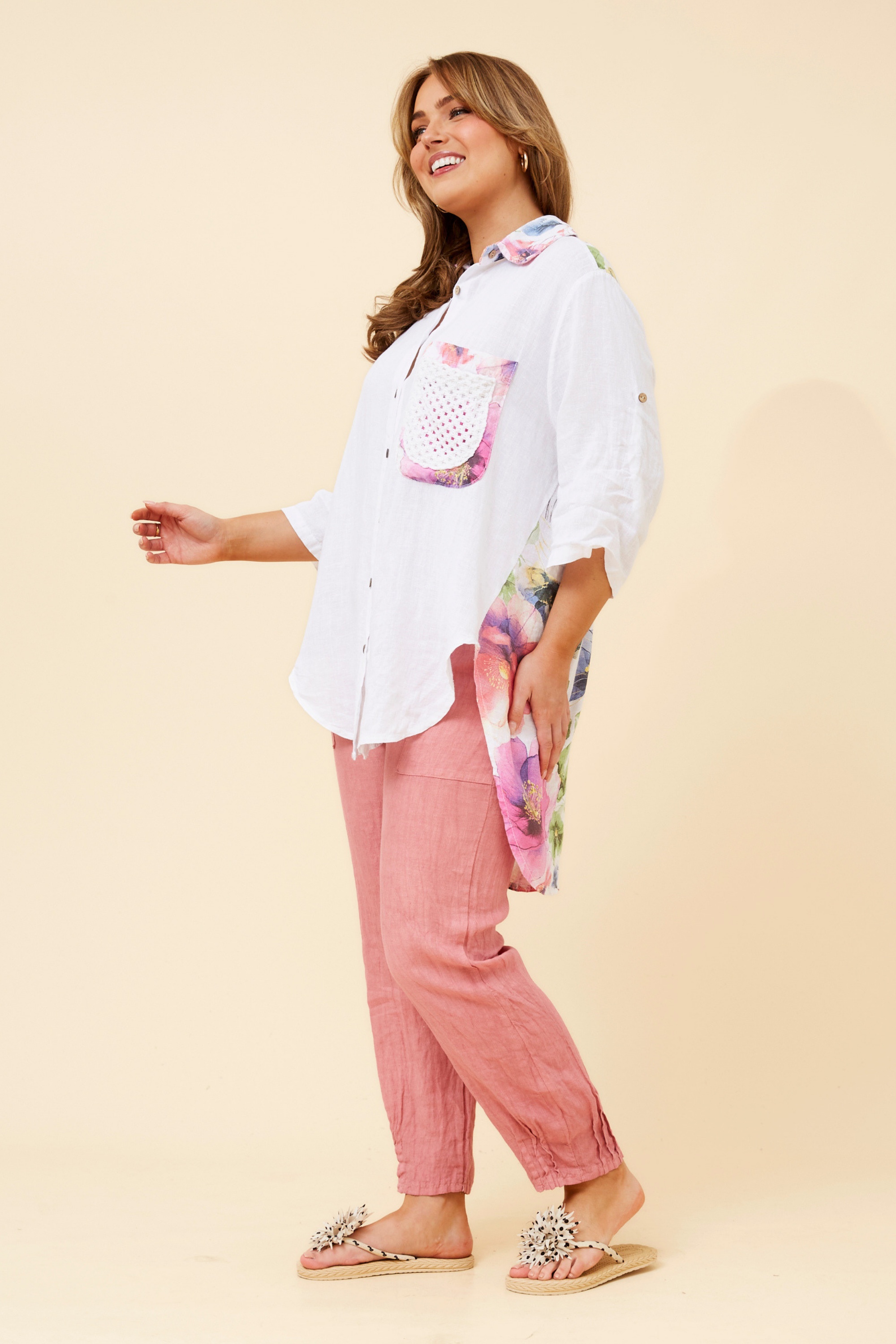 LISABETTA FLORAL LINEN SHIRT