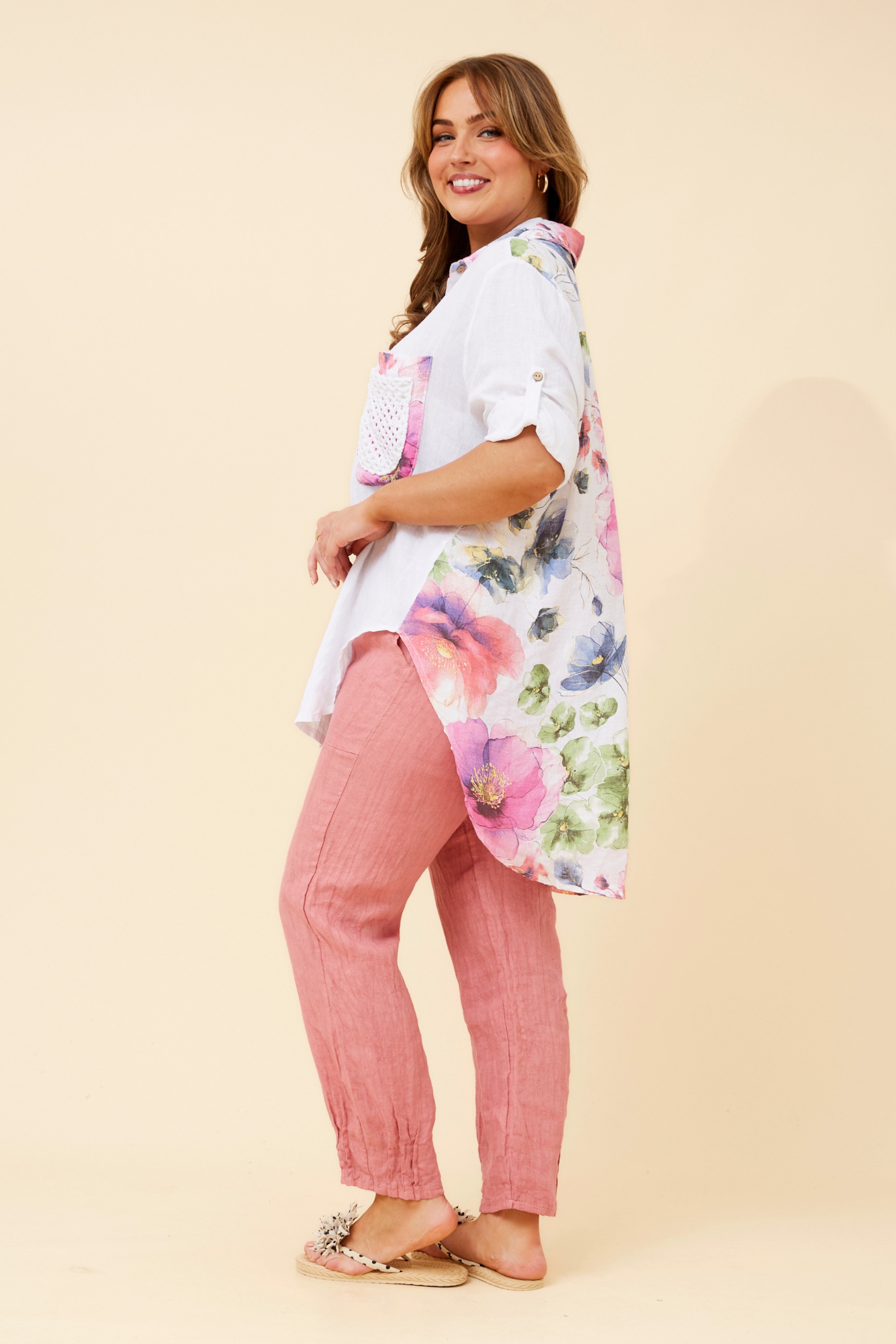 LISABETTA FLORAL LINEN SHIRT
